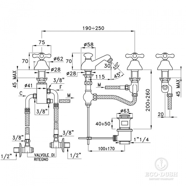 Stella Roma Смеситель для биде на 1 отверстие 3602, цвет: хром