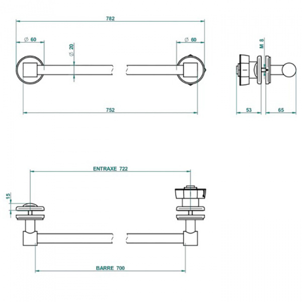 THG Petale De Cristal Clair Lisere Dore Полотенцедержатель 60см., подвесной, цвет: полированное золото