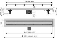 Водоотводящий желоб Fit&Go с двухсторонней решеткой, арт.APZ13-DOUBLE9-750