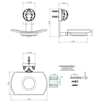 THG Flore Мыльница стеклянная, подвесная, цвет: хром/хрусталь