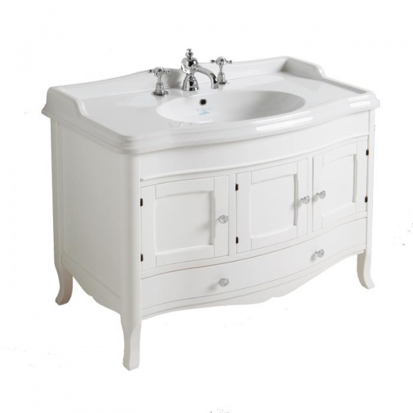 SIMAS Arcade комплект мебели  Тумба  с изогнутыми дверцами (ручки и петли цвет хром) раковина AR874, 105см, Цвет: белый