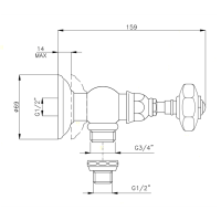 Nicolazzi Teide Вентиль запорный для стиральной машины 3/4, ручки Crystal handle, цвет: хром
