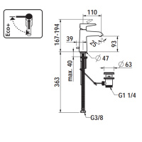 Laufen VAL Смеситель для раковины, на 1 отв., с донным клапаном, излив 110мм, цвет: хром