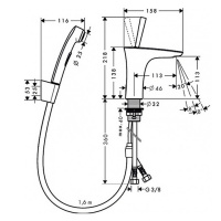 Hansgrohe Pura Vida Смеситель для раковины с гигиеническим душем, с донным клапаном, Цвет: Белый/Хром