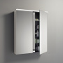 BURGBAD Eqio Зеркальный шкаф с LED подсветкой 5Вт IP24, 90х80х17см,2 зерк двери с обоих сторон, стекл полки, вкл/выкл, цвет: белыйF2009