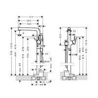 Hansgrohe Talis S, Смеситель для ванны, однорычажный, напольный, Цвет: хром