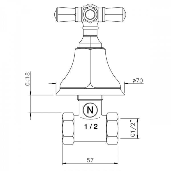 Nicolazzi Teide Вентиль запорный 1/2”, цвет: хром