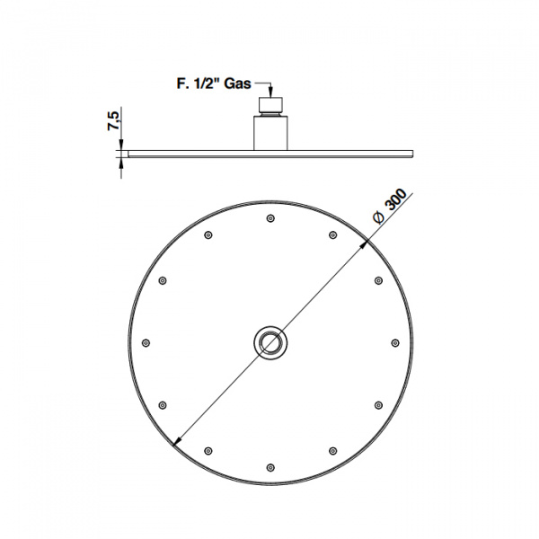 Bongio Soffioni Верхний душ D300 мм, цвет: черный матовый