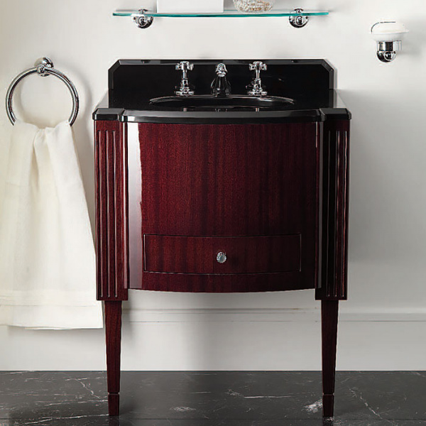 Devon&Devon Domino,  Комплект мебели 68 см, тумба со столешницей мраморной Nero assoluto, раковина встраиваемая черная, Цвет: mahogany, мрамор Nero Assoluto