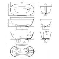 Devon&Devon Dove Ванна отдельностоящая 170.5х52,8х84.6 см, из WHITE TEC PLUS, на ножках, с донным клапаном с крышкой из WHITE TEC