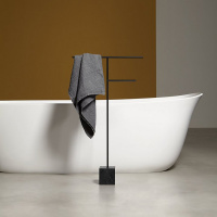 Antonio Lupi Bivio Полотенцедержатель напольный 80х45см., база из мрамора Nero Marquinia satinato, структура из латуни в отделке Nero goffrato