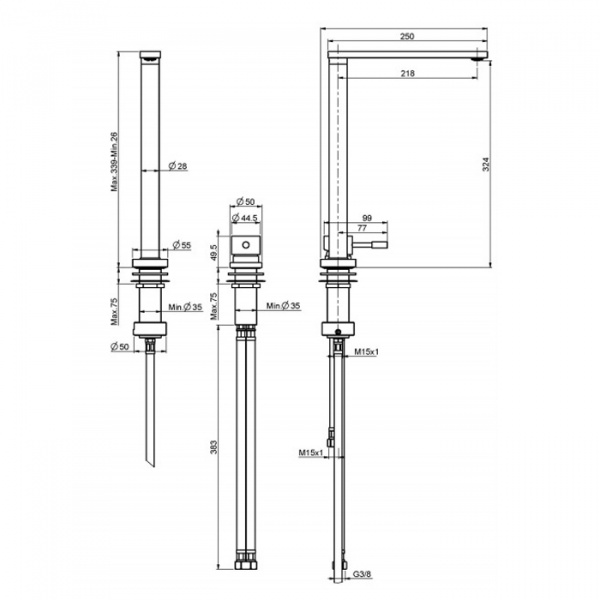 Carlo Frattini Kitchen Ghost Смеситель для кухни выдвижной, с управлением на панели, цвет: хром