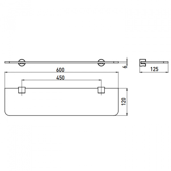 EMCO Logo2 Полка, прозрачное стекло 600мм, подвесной, цвет: хром