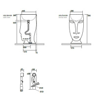 Kerasan Artwork Раковина 45х51х94.5 см, без отв., свободностоящая &quotMOLOCO&quot, слив в стену, цвет: Bruno matt