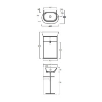 Simas Wave Структура металлическая напольная 50х40х75 см, с раковиной без отв. под смеситель, цвет: черный матовый