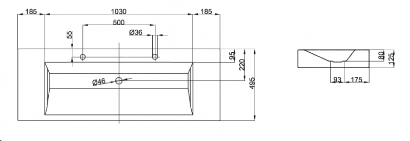 Bette Aqua Раковина 140х49.5х12.5 cм, 2 отв., подвесная, без перелива, цвет: белый