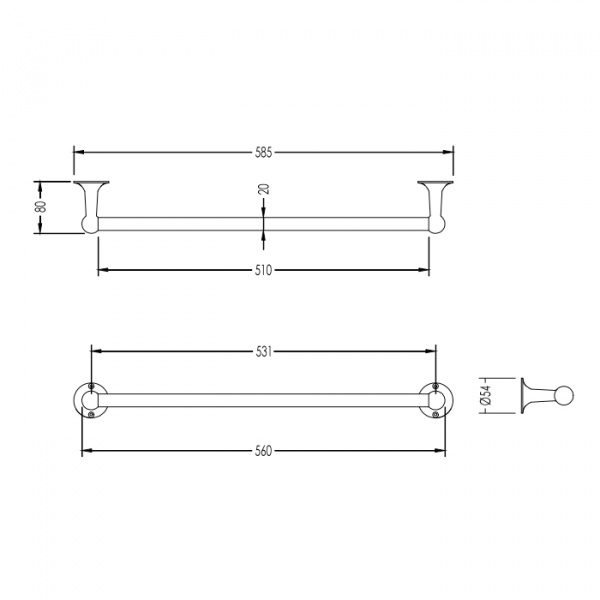 Devon&Devon New York Полотенцедержатель 58.5 см, подвесной, цвет: никель блестящий