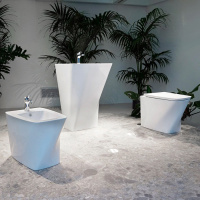 Azzurra Hera Биде напольное приставное 57х38х42 см,  с 1 отв под смеситель, с крепежами, цвет: белый