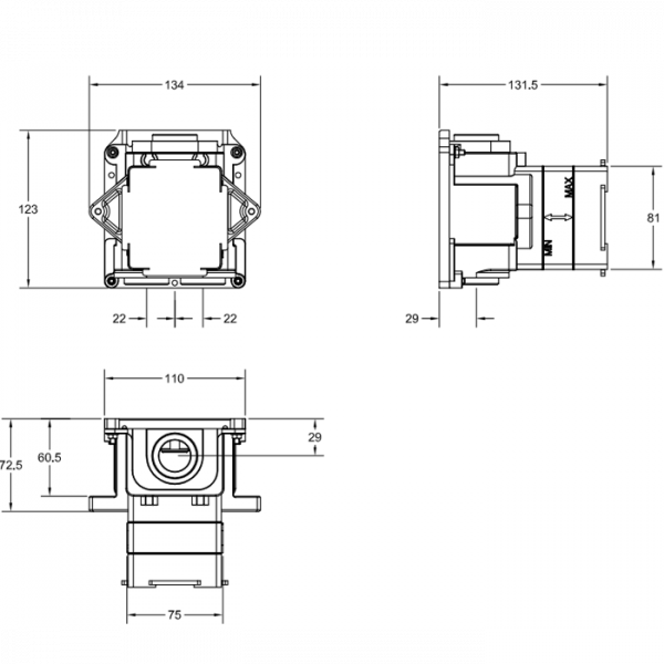 Gessi Внутренняя часть встраиваемого термостатического смесителя