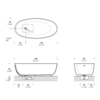 NOORTH milldue edition OVAL Ванна отдельностоящая 169х80х50см, с сифоном, cristalplant, фурнитура хром