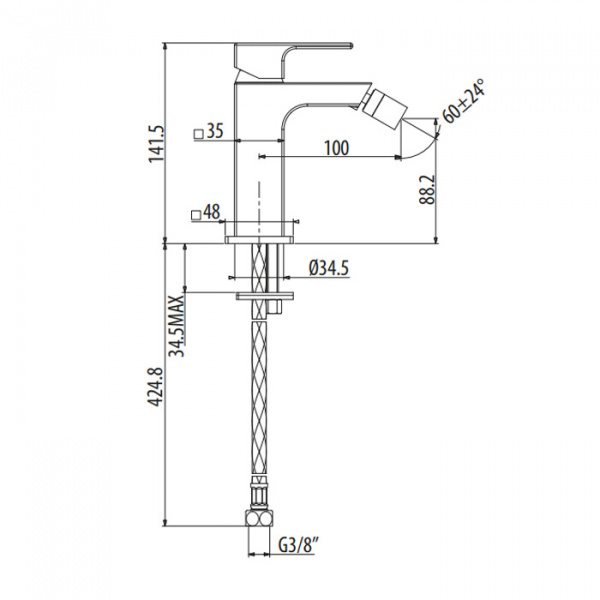 Gattoni Kubik Смеситель для биде, цвет хром