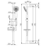 Carlo Frattini Wellness Душевая штанга с ручным душем, шлангом 1500 мм. и мыльницей, цвет: чёрный матовый