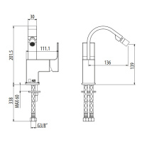 Gattoni Kubik Смеситель для биде, излив 136 мм, цвет: хром