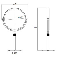 EMCO Pure Зеркало косметическое, Ø201мм, настольн., регулир., 5x кратное увеличение, цвет: хром