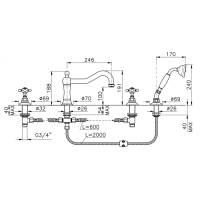 Nicolazzi Half Dome Crystal Смеситель на борт ванны с душем на 4 отверствия, излив: 246 мм, цвет: хром