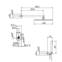 Gattoni Soffio Душевой комплект с встраиваемым смесителем, верхн душ 25х25см., ручн душ, шланг 150см, цвет: черный матовый
