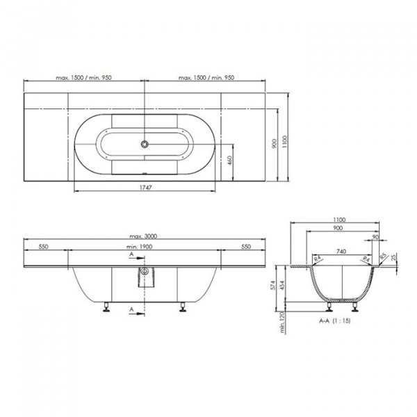 Burgbad Crono Ванна встраиваемая встраиваемая, 190x90x57.4 см