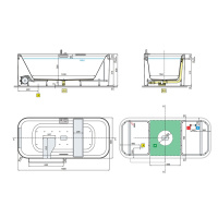 Novellini Divina F Ванна отдельностоящая 180х80х63cм., с полкой и полотенцедержателем, смеситель, слив-перел