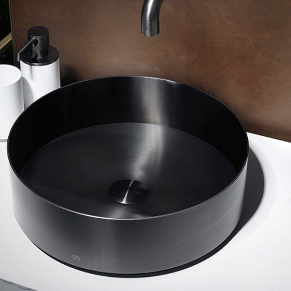 Gessi 316 Раковина 40 см, без отв., для установки на столешницу, без перелива, нержавеющая сталь, цвет: Black metal brushed PVD