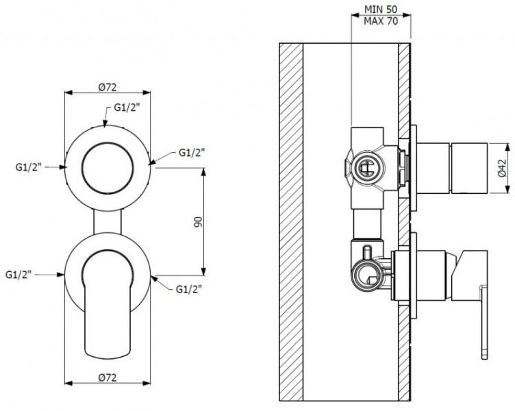 Встраиваемый смеситель для душа CEZARES GLAM-VDIM3