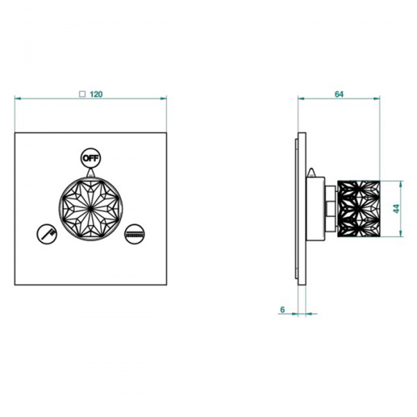 THG Nihal Porcelaine Ivoire Переключатель встраиваемый, внешняя часть, цвет: Soft gold