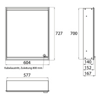 EMCO Prime2 Зеркальный шкаф 60xh70см с подсветкой, встраиваемый, 1 дверь, L, 2 полки, розетка, цвет: белый
