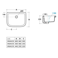 Globo Lavabi d'arr Постирочная раковина 60х46х22см, без отв., цвет: белый