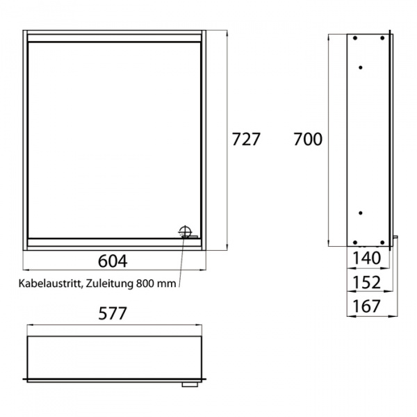 EMCO Prime2 Зеркальный шкаф 60xh70см с подсветкой, встраиваемый, 1 дверь, L, 2 полки, розетка, цвет: белый