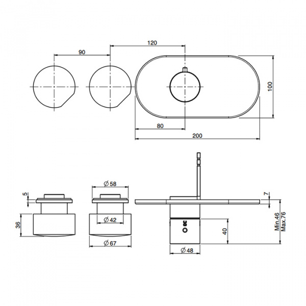 Carlo Frattini So Смеситель для душа встроенный, термостатический, 2 запорных вентиля, цвет: хром