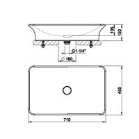 Gessi iSpa Раковина 71х45 см, без отв., накладная, с донным клапаном, цвет: белый