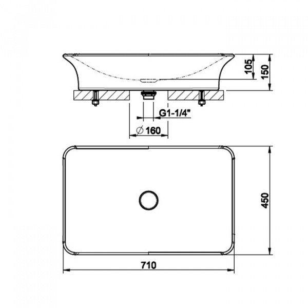 Gessi iSpa Раковина 71х45 см, без отв., накладная, с донным клапаном, цвет: белый