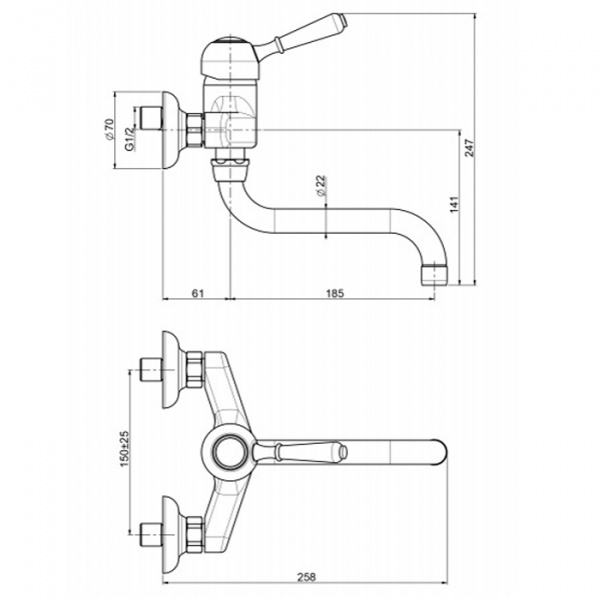 Carlo Frattini Kitchen Смеситель для кухни настенного монтажа, цвет: хром
