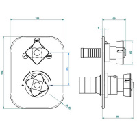 THG Petale De Cristal Clair Lisere Dore Смеситель для душа встраиваемый, термостатический, с переключателем на 2 полож, внешн часть, цвет: полир золото