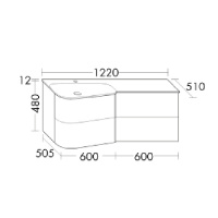 BurgBad Badu База подвесная с умыв. из минер литья 122х51х49.2см, с 1 отв под смеситель.  столешница,2 ящика, спец сифон, фасад T0015 золото, F3698 корица, умывальник слева, цвет: корица