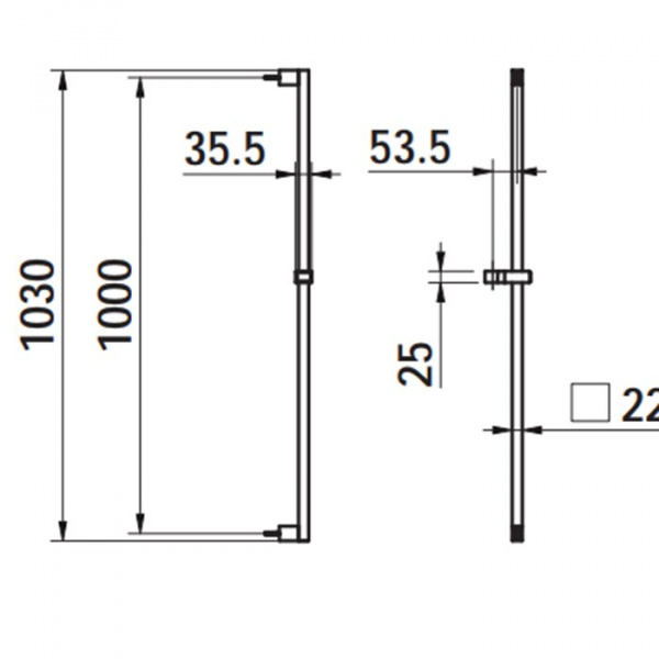 Laufen Kartell Штанга для душа 1100 мм с держателем душа, цвет: хром