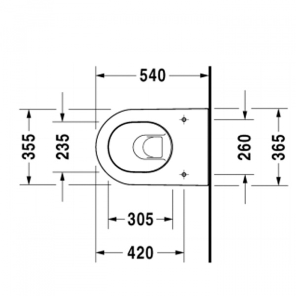 Duravit Darling New Унитаз подвесной с вертикальным смывом, вкл. крепление Durafix, объем: 4.5л, 37x54см, Цвет: Белый