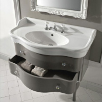 Sbordoni Комплект мебели Lazise наполный 100 см, с раковиной керам., цвет белый , c 3 отв. под смеситель, ручки 0C, цвет: Taupe/Biancospino