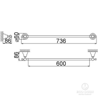 HUBER Croisette Полотенцедержатель 60 см, подвесной,  цвет: никель матовый