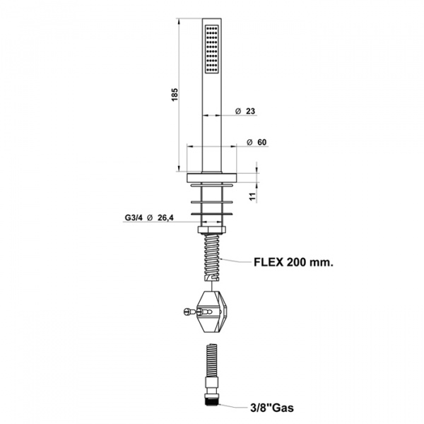 Ручная лейка на борт ванны Bongio Soffi, цвет: хром