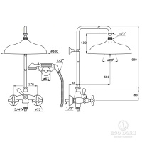 Stella Italica Душевой комплект 3284/33-300: смеситель, штанга+ручной+верхний душ 300мм, цвет: хром